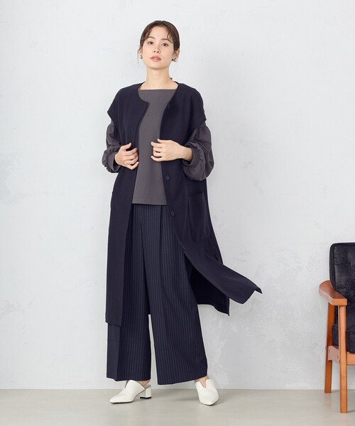 「COMME CA ISM」 スラックス MEDIUM ネイビー レディース_画像8