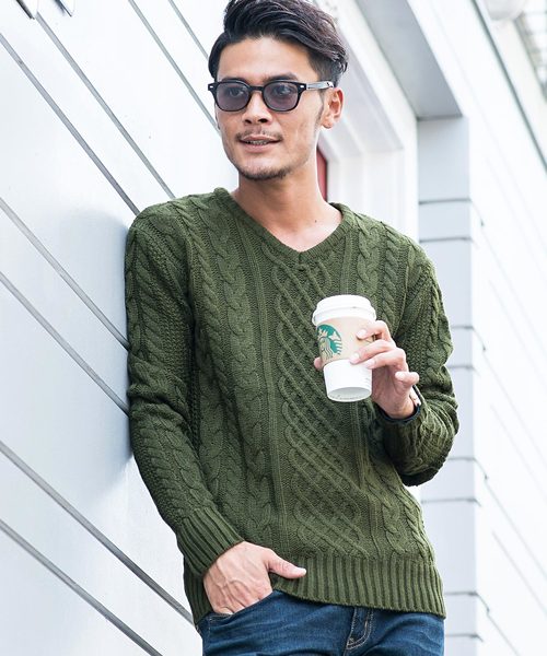 Vicci（ビッチ） セーター ニット 「vicci/ヴィッチ」ケーブル編みV