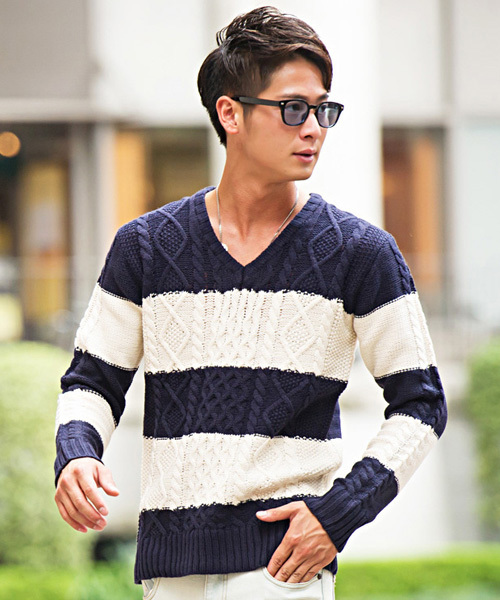   バージティケーブルVネックセーター トミー ヒルフィガー TOMMY HILFIGER バーシティケーブルVネック