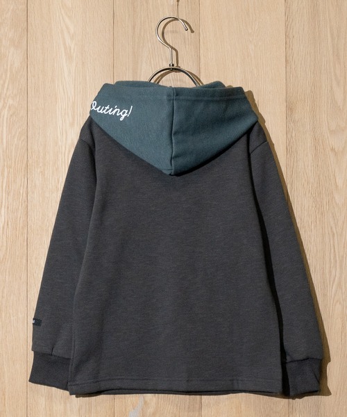LEFLAH 刺繍ロゴ パーカー 切替デザイン 裏起毛 XXL 黒 ボルドー 1.jpg