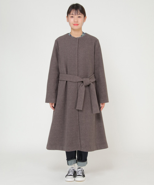 LBC（LBC）/ジャージメルトンノーカラーコート LBC（エルビーシー） ブルゾン アウター ジャージメルトンノーカラー