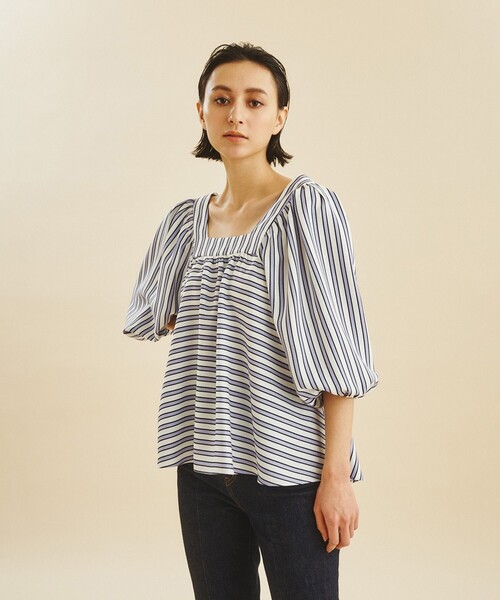 GRACE CONTINENTAL tシャツ リネンタッチストライプトップ