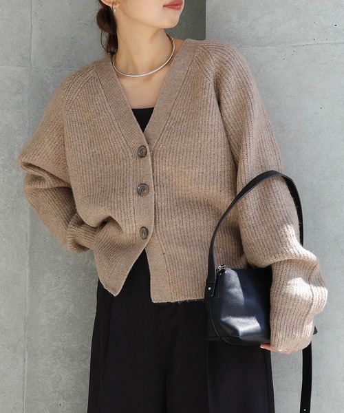 andme（アンドミー） カーディガン 片畦編み長袖ニットカーディガン