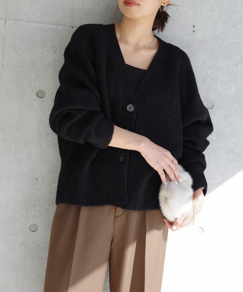 andme（アンドミー） カーディガン 片畦編み長袖ニットカーディガン