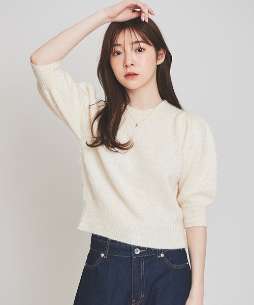 デサントゴルフ　LUXE パフスリーブ　カシミヤニット　新品 デサントゴルフ LUXE パフスリーブ カシミヤニット 新品