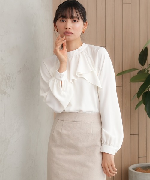 ブラウス シャツ シアアシメラッフルブラウス レディース TRUDEA ブラウス シャツ アシメラッフルブラウス レディース