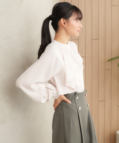 ブラウス シャツ アシメラッフル襟ブラウス レディース TRUDEA ブラウス シャツ アシメラッフルブラウス レディース