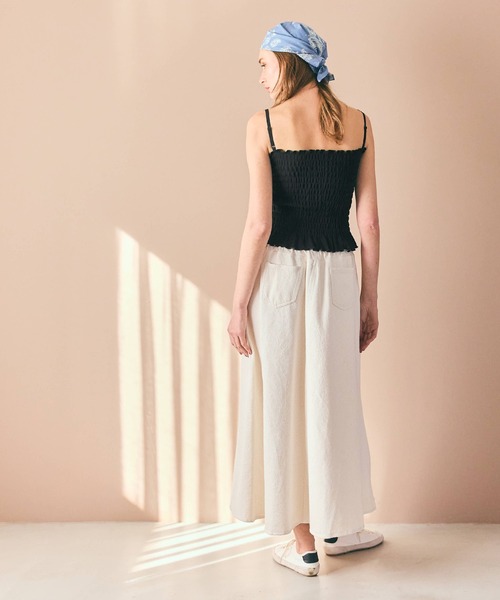 coca（コカ） キャミソール カップ付きシャーリングキャミ「外で着