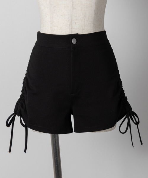 Side mini Ribbon Sportyパンツ　ブラックM me+em select パンツ 「 3size 」サイドリボンシャーリング