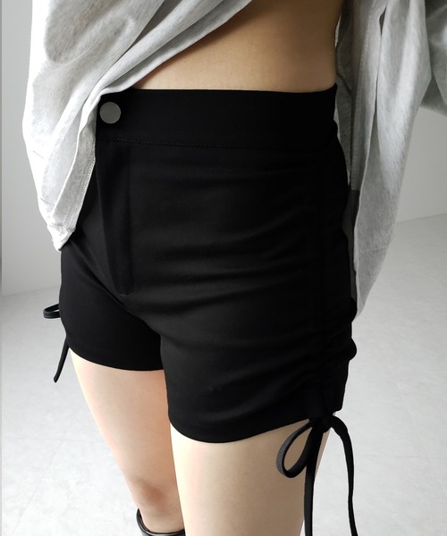 Side mini Ribbon Sportyパンツ　ブラックM me+em select パンツ 「 3size 」サイドリボンシャーリング