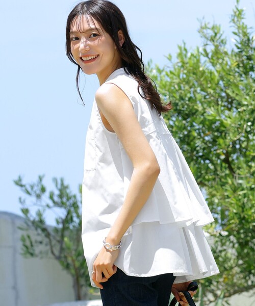 ラドロー LUDLOW DYANNE タックボディ ノースリーブブラウス シャツ LUDLOW - ラドロー LUDLOW DYANNE タックボディ ノースリーブブラウス