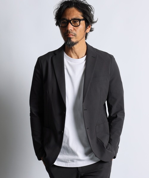 fuga size46 ゴートレザー 六部袖 シワ加工 テーラードジャケット