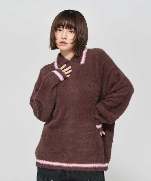 ニット セーター 「mahagrid/マハグリッド」 HAIRY COLLAR KNIT/ヘアリーカラー ニット レディース メンズ MAHAGRID ニット セーター 「mahagrid/マハグリッド」 HAIRY