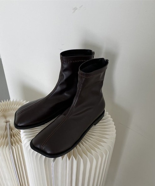 shoes365 ブーツ 「shoes365」ソフトレザー スクエアトゥ フラット