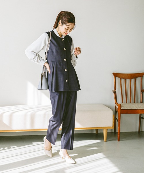 再入荷！】 GLOBAL 新品 WORK 入学式 L ツイードペプラムジレ