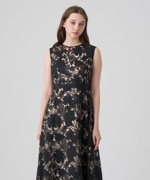 ANAYI（アナイ） ドレス フラワーエンブロイダリーフレア ワンピース