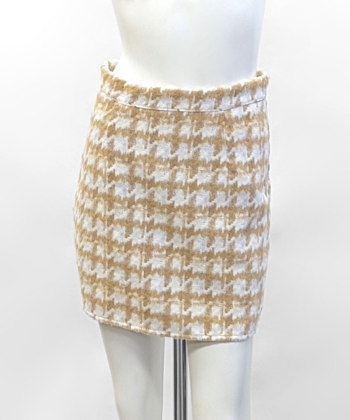 REMUR スカート ハイウエストミニスカート 千鳥格子柄 : ZOZOTOWN