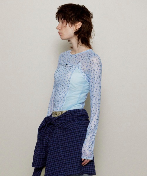 tシャツ Small Floral Pattern Mesh Fabric Inner Tops/スモールフラワーメッシュインナー「MAISON SP MAISON SPECIAL tシャツ Small Floral Pattern Mesh Fabric