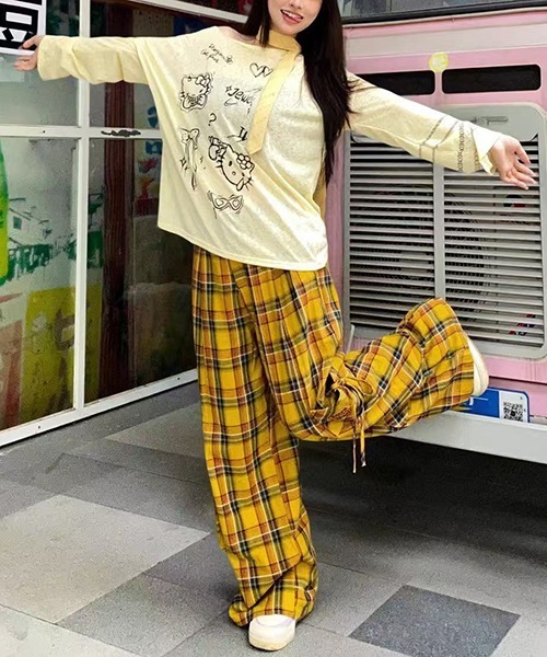 gossip!ロサンゼルス パンツ Y2K ルーズシルエット チェック柄