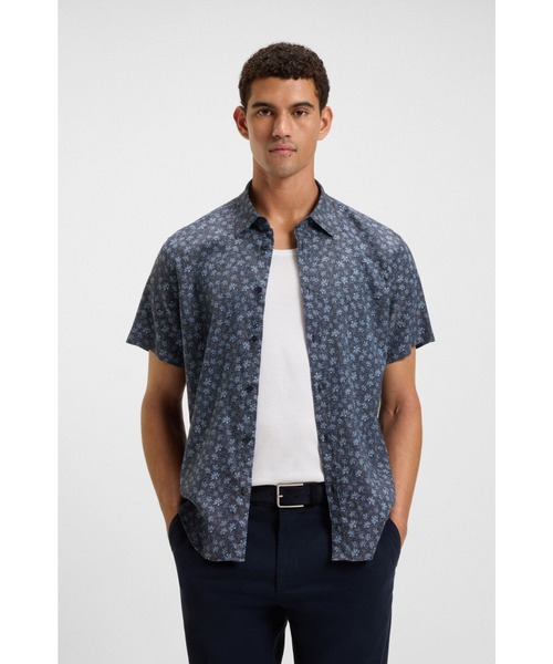 BOSS（HUGO BOSS） シャツ 半袖 スリムフィットシャツ フローラル
