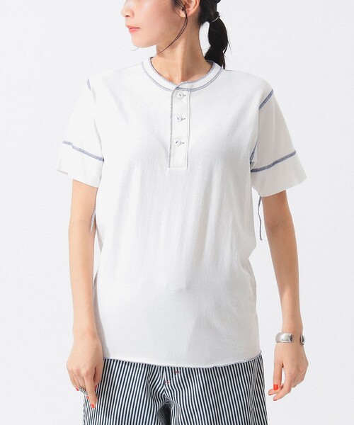 tシャツ ロゴ ヘンリーネック ショートスリーブ レディース Healthknit tシャツ 「別注」Healthknit / 70s ヘンリーネック