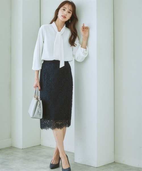 7days Life Styling ブラウス シャツ ストレッチパウダーサテン