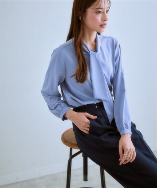 7days Life Styling ブラウス シャツ ストレッチパウダーサテン