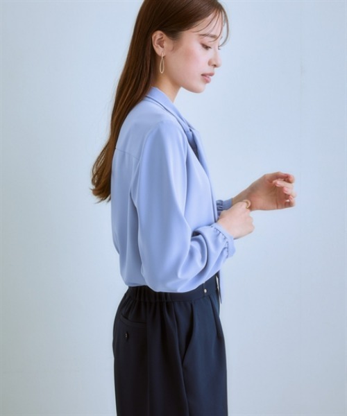 7days Life Styling ブラウス シャツ ストレッチパウダーサテン