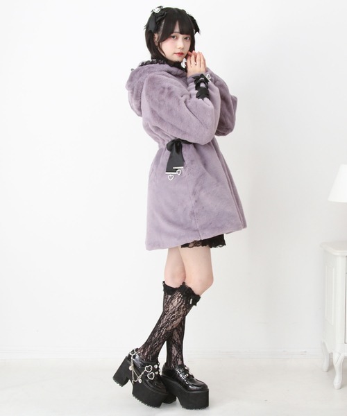 DearMyLove コート アウター 選べるフードデザインフレアファーコート