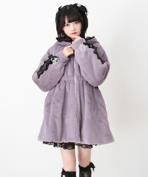 DearMyLove コート アウター 選べるフードデザインフレアファーコート