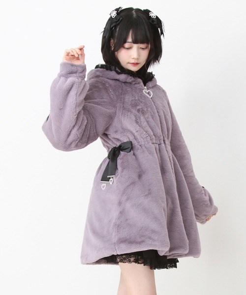 DearMyLove コート アウター 選べるフードデザインフレアファーコート