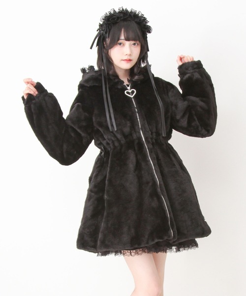 DearMyLove コート アウター 選べるフードデザインフレアファーコート