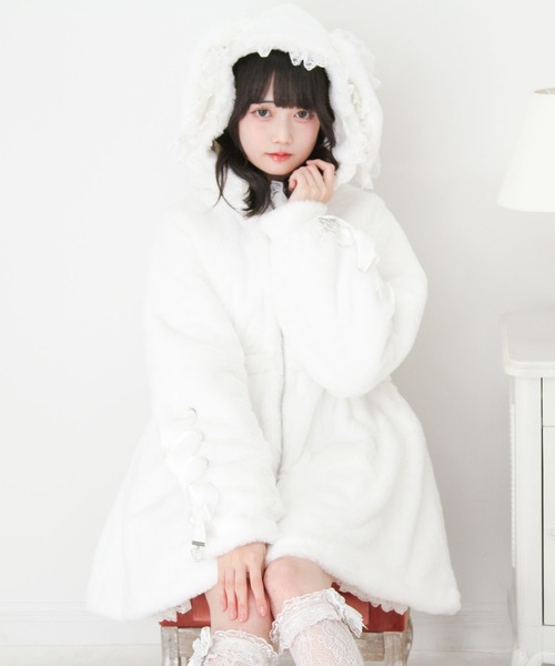 DearMyLove コート アウター 選べるフードデザインフレアファーコート