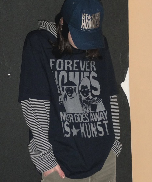 tシャツ A'GEM/9 × .kom 「ISTKUNST/イストクンスト」 FOREVER HOMIES LAYERED LS TEE/FOREVE