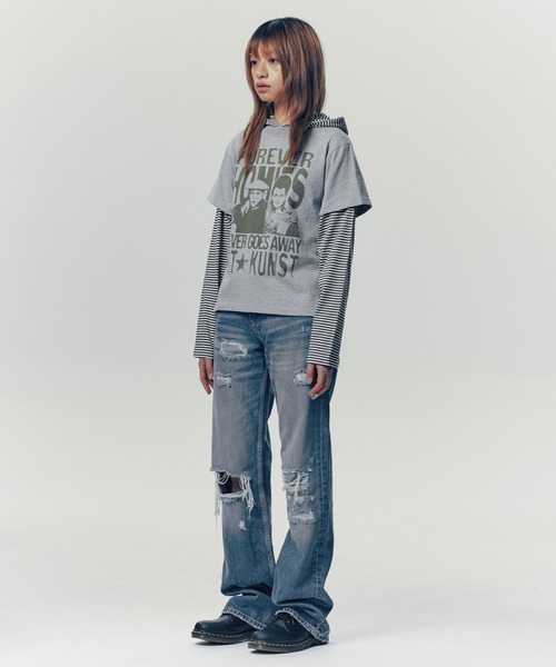 tシャツ A'GEM/9 × .kom 「ISTKUNST/イストクンスト」 FOREVER HOMIES LAYERED LS TEE/FOREVE A'GEM/9 × .kom 『ISTKUNST/イストクンスト』 FOREVER HOMIES