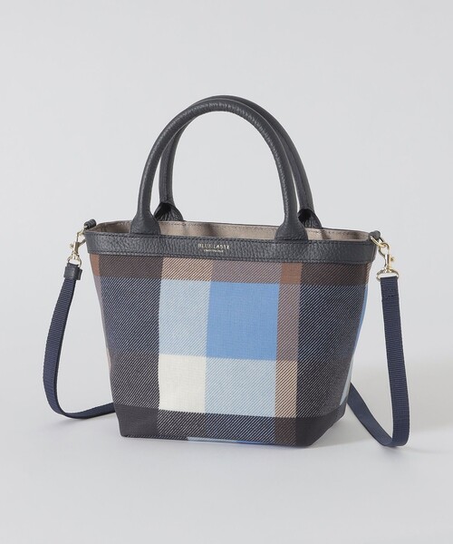 ブラックレーベルクレストブリッジ　エコバッグ ネイビー パーシャルクレストブリッジチェックPVCミニショルダー