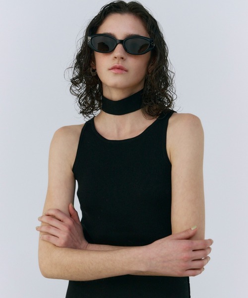 josemoon 25年SS新作ブラック カットオフトップス JOSE MOON ワンピース OFFSHOULDER 2WAY NARROW KNITDRESS /オフ