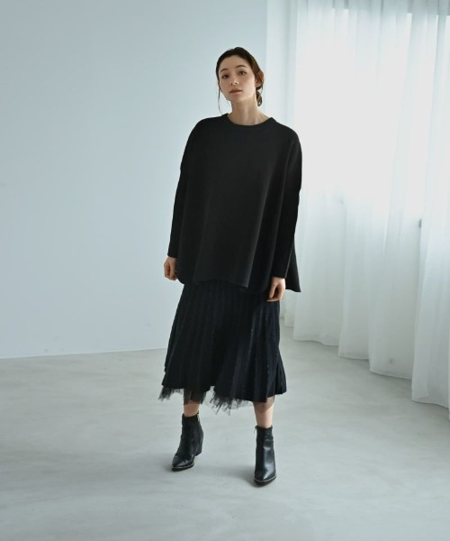 ニット セーター 「BLK001」サイドスリットオーバーサイズニット レディース
