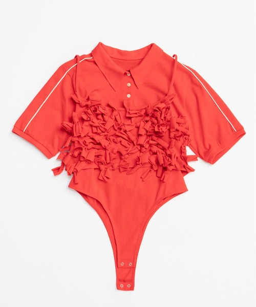 ポロシャツ ポロ Ribbon Polo Bodysuit/リボンポロボディスーツ「MAISON SPECIAL/メゾンスペシャル」 レディース Ribbon Polo Bodysuit/リボンポロボディスーツ【MAISON SPECIAL