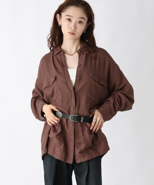 JEANASIS リネンCPOジャケット　ブラウン JEANASIS tシャツ リネンポケットオーバーシャツ/490430