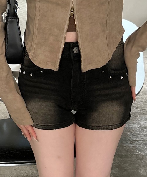 VQ ジーンズ デニム デニムパンツ Studded denim shorts