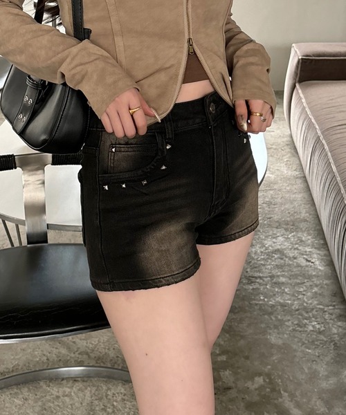 VQ ジーンズ デニム デニムパンツ Studded denim shorts
