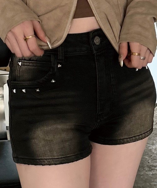 VQ ジーンズ デニム デニムパンツ Studded denim shorts / スタッズ