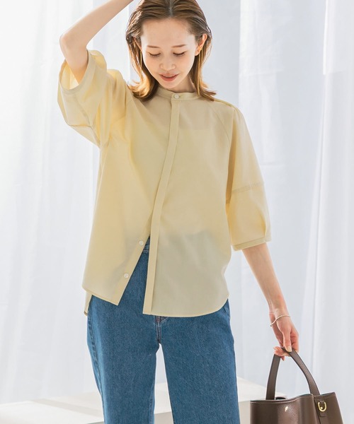 ブラウス シャツ ガス＆オイル　コンバーチブル　スリーブ　シャツ レディース ブラウス シャツ UVカットウォッシャブルリネン混シャツブラウス