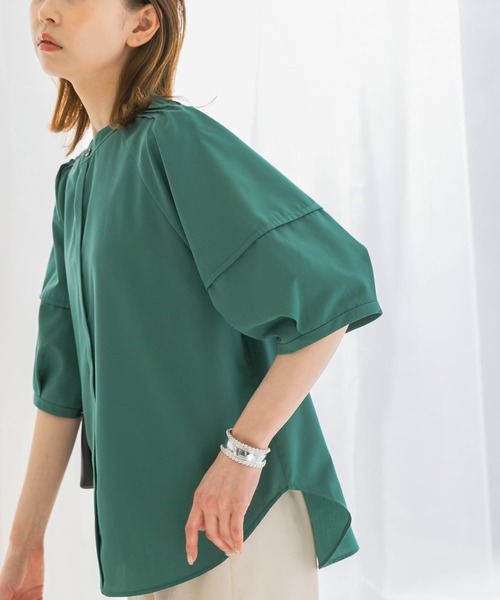 UVカットウォッシャブルリネン混シャツブラウス ブラウス シャツ UVカットウォッシャブルリネン混シャツブラウス