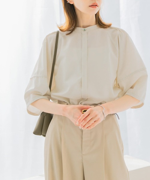 極美品✨カオス ブルゾン シャツ 春服 リネン 夏服 麻 ブラウス 別注 ブラウス シャツ UVカットウォッシャブルリネン混シャツブラウス