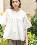 tシャツ ギャザーフリルドッキングカットソー「...の詳細画像1
