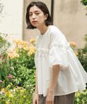 tシャツ ギャザーフリルドッキングカットソー「...の詳細画像2