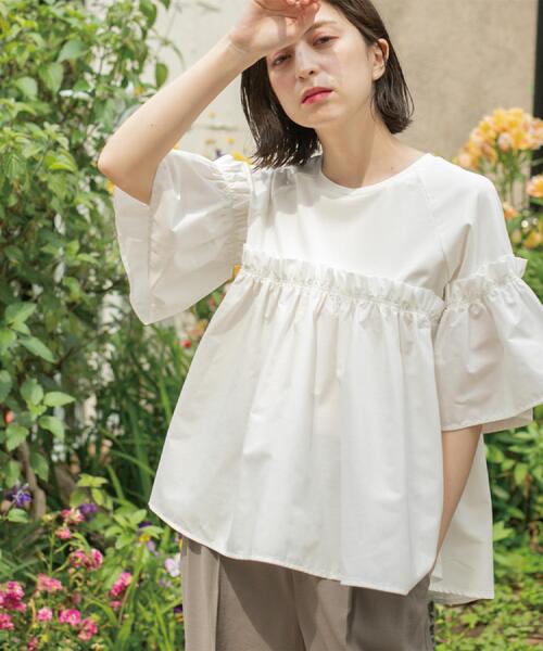 OPAQUE.CLIP tシャツ ギャザーフリルドッキングカットソー「洗濯