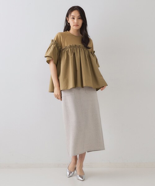tシャツ 2WAYフリルドッキングカットソー レディース フリルドッキングカットソー